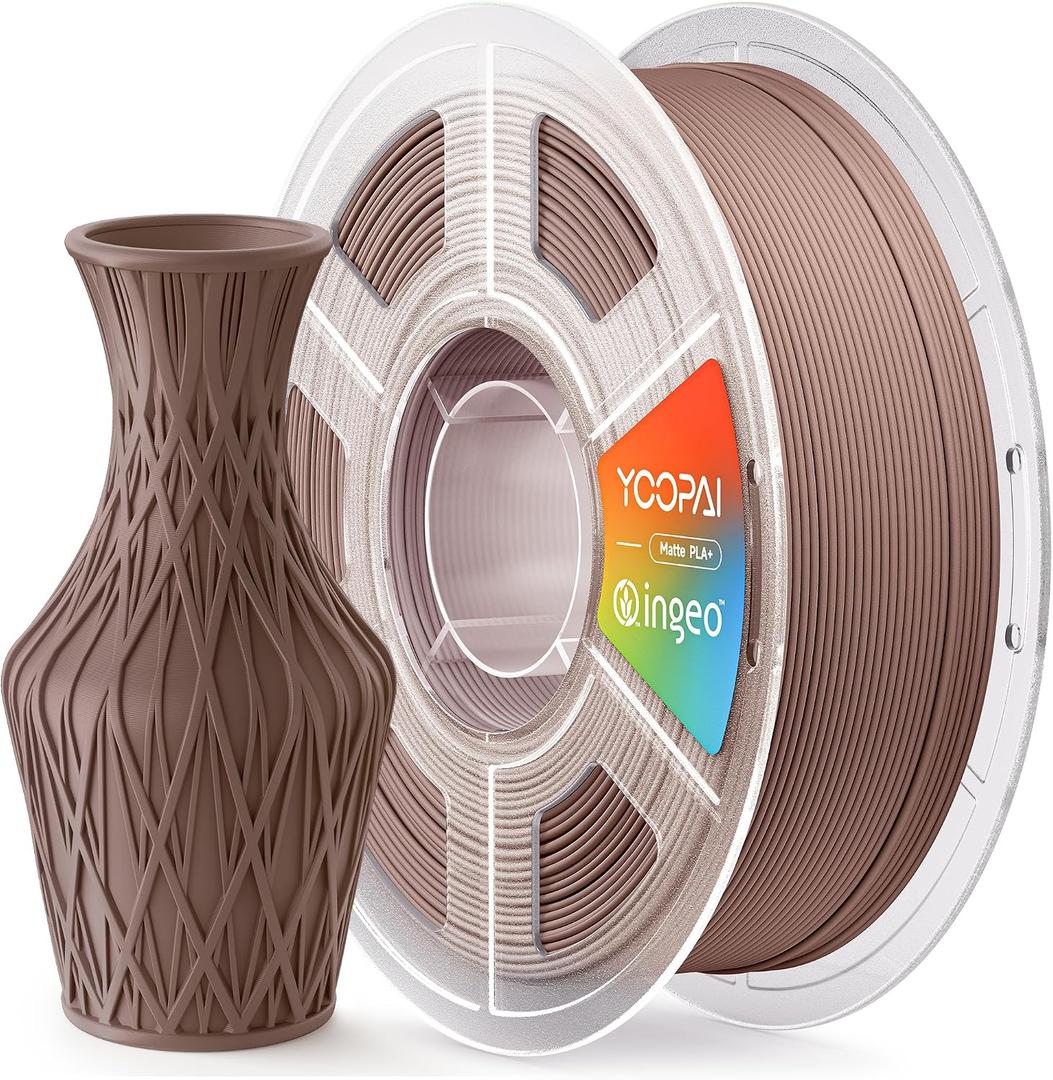 PLA+ Matte Filament 1.75mm, Made with NatureWorks Ingeo PLA, Soft Matte Finish, Reduced Layer Lines, 1KG (2.2lbs) 3D Printer Filament, Earth Brown