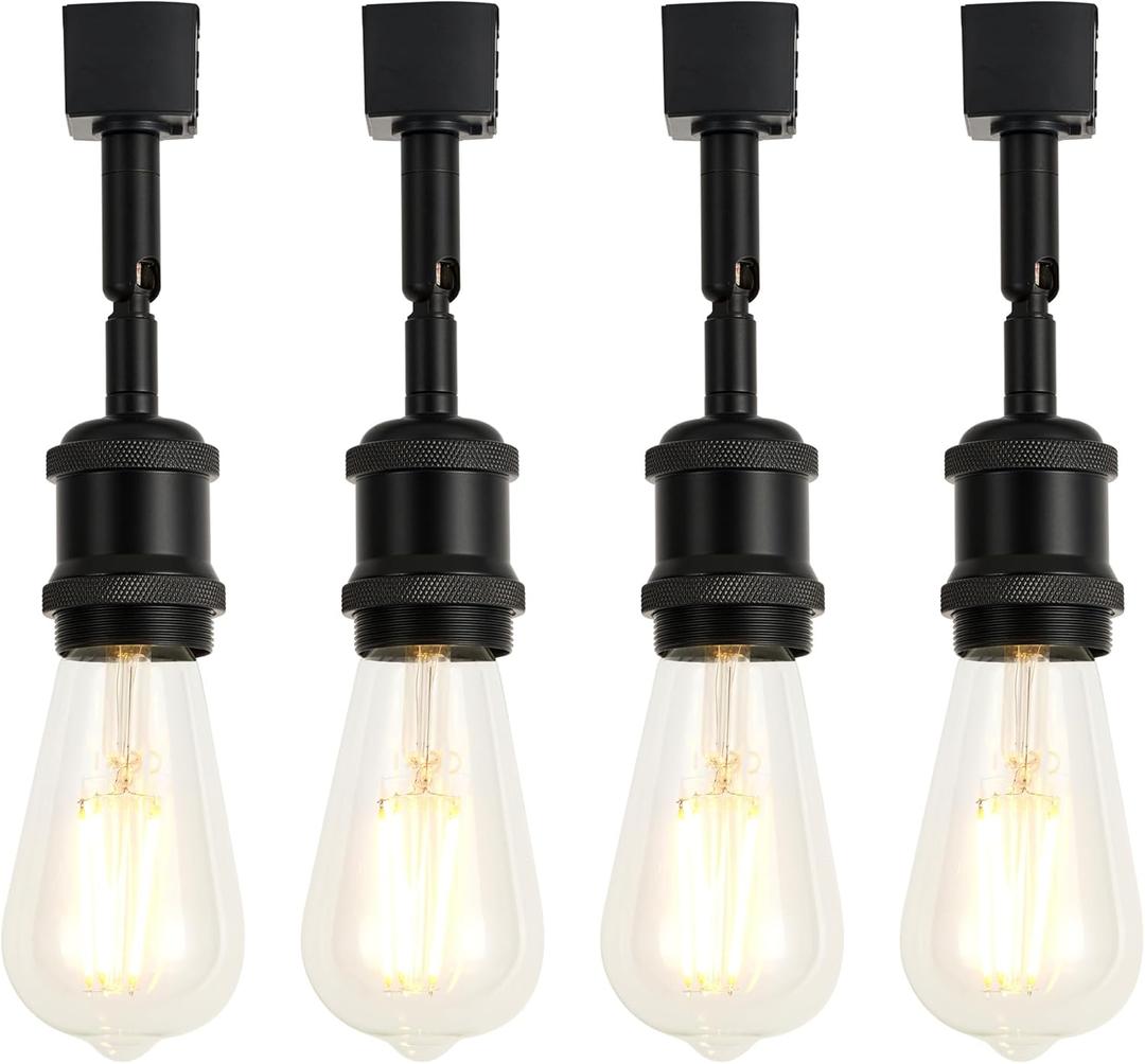 H Type Track Lighting Head to E26 Track Light Heads Modern Pendant Track Lighting Fixtures Ceiling for Kitchen, H Track Lighting Rail System Compatible, 4 Pack (No Bulbs)