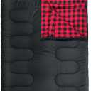 WKFAMOUT 0 Degree Double Sleeping Bag for Adults Queen Size 2 Person Sleeping Bag for Cold Weather with Compression Sack for Car Camping, Hunting and Tent Camp (BLACK)