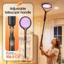 Rotating Head Electric Fly Swatter, 4200V Bug Zapper with Telescopic Extension, 3-in-1 Rechargeable Mosquito Racket for Handheld/Standing/Wall Mount Use - Indoor Outdoor