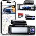 4K Dash Cam Front and Rear, Built-in 5G WiFi GPS, 64GB Card Included, 3.59'' IPS Screen Dash Camera for Cars, Dual Dashcam