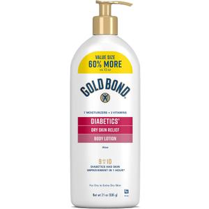 Gold Bond Diabetic Body Lotion, Dry Skin Relief with Vitamin E & Aloe to Soothe & Moisturize Flaky, Rough Skin, Value Size, 21 oz