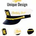 Brosash Birthday Queen Captain's Hat, Sunglasses, Pink Sash Set - Bday Party Photo Prop Accessories | Gift Ideas Celebration Accessory Embroidered Birthday Costume Hats Womens Photoshoot Gifts (White)