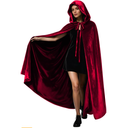 Velvet Hooded Cloak for Adults Full-Length Medieval Cape with Oversized Hood for Halloween Cosplay Gothic Wizard M