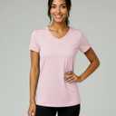 Real Essentials 5 Pack: Women's Dry-Fit Short Sleeve V Neck T Shirt Workout Fitness Yoga Top Tee (Available in Plus Size) (Pink, XXXL)