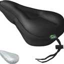 Zacro Bike Seat Cushion - Gel Padded Bike Seat Cover for Men Women Comfort, Extra Soft Exercise Bicycle Seat Compatible with Peloton, Outdoor & Indoor Bike Saddles (Black(silver waterproof cover))