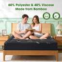 Mattress Pad Queen Size, Cooling Pillow Top Mattress Topper, Ultra Soft Viscose from Bamboo, Breathable for Hot Sleepers, Deep Pocket 8"-20", Black