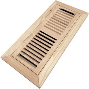 Homewell Hickory Wood Floor Register, Flush Mount Floor Vent Cover, 4X12 Inch, with Damper, Unfinished
