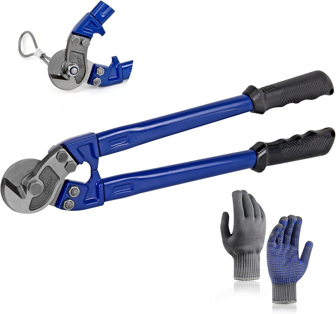 18 Heavy Duty Wire Rope Cutter,Steel Wire Cutters w/Ergonomic Handle Design, Hardened Cable Cutter Cuts Up to 5/16" for Wire rope, Stainless Steel Wire, Copper and Aluminium Cables