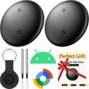 Air Tracker Tags-2 Pack for Android with Case- Bluetooth Tracker Item Finder for Key, Wallet, Luggage - Works with Google Find Hub, IP66 Waterproof, Smart Tag for Android & Samsung Phones(Black)