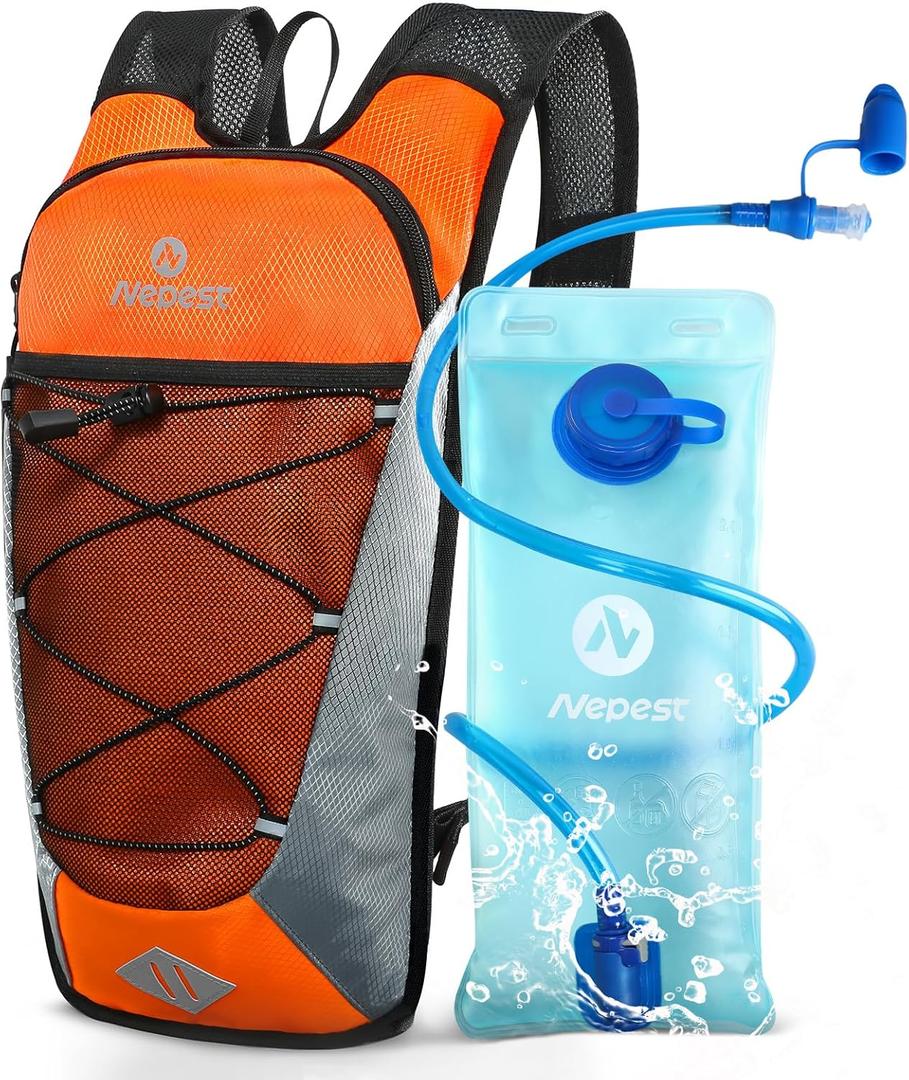 Nepest Hydration Backpack with 2L Water Bladder for Cycling, Water Backpack for Hiking Running, Lightweight Hydration Pack , Grey