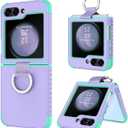 BENTOBEN Samsung Galaxy Z Flip 5 Case, Z Flip 5 5G Case, Heavy Duty 2 in 1 Full Body Rugged Shockproof Protection Cover with Ring Girls Women Boy Men Covers for Galaxy Z Flip 5 6.7”, Purple/ Mint