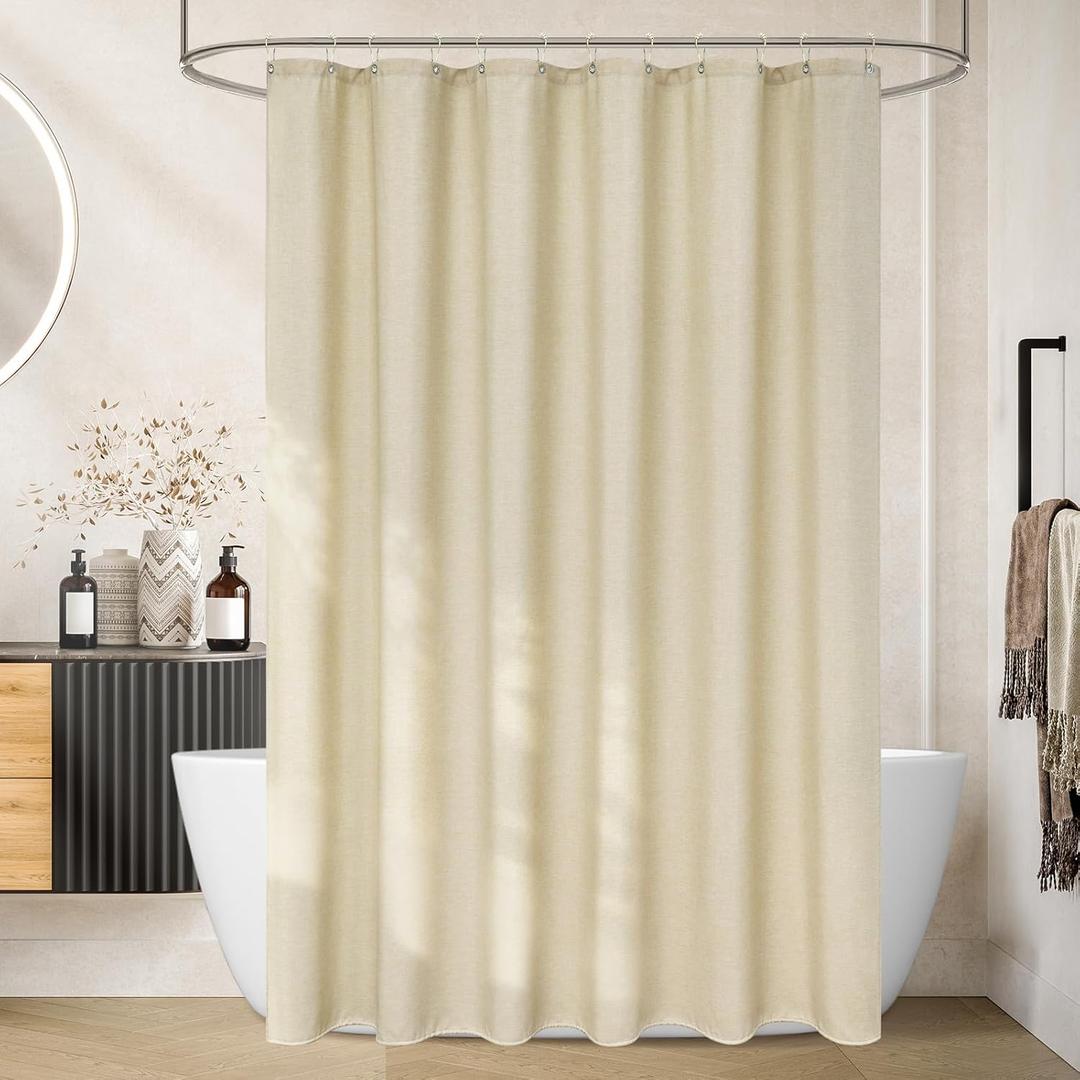 Faux Linen Textured Farmhouse Beige Shower Curtain, Heavy Duty Cream Fabric Shower Curtain Wrinkle-Free, 72 x 72 inch Natural Linen Look Water Repellent Shower Curtains Washable for Bathroom Faux Linen Textured Farmhouse Beige Shower Curtain, Heavy Duty Cream Fabric Shower Curtain Wrinkle-Free, 72 x 72 inch Natural Linen Look Water Repellent Shower Curtains Washable for Bathroom