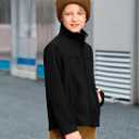 Haloumoning Boys Zip Up Fleece Jacket Kids Lightweight Outerwear Long Sleeve Mock Neck Coat with Pockets 5-14Y (Black, M)