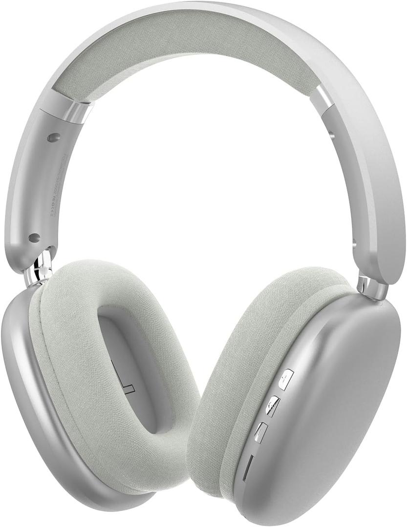 Mpods Wireless Noise Reduction Headphones Bluetooth 5.4 Over Ear Headphones with Microphone, Hi-Res Audio, 48H Playtime, Foldable Comfortable Earpads,Compatible with iOS,Android,PC,Silver