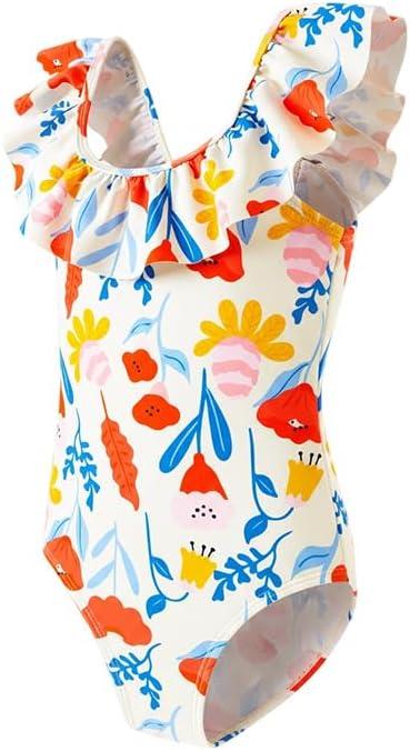 Angel season Girls Swimsuits Kids Bathing Suit One Piece Swimwear with UPF 50+ Cute (6-7 Years, Flower)