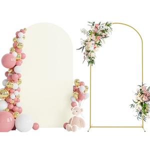 Wokceer 7.2 FT Wedding Arch Backdrop Stand and Arch Cover Metal Arch Stand with Arch Stand Cover for Birthday Party Wedding Ceremony Bridal Baby Shower Event Decor