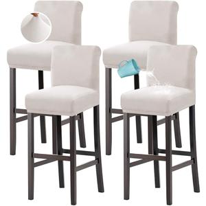H.VERSAILTEX 100% Waterproof Bar Stool Cover Stretch Counter Stool Pub Chair Slipcover for Dining Room Removable Soft Thick Solid Fleece Fabric Bar Stool Slipcovers Set of 4, Ivory