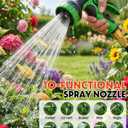 100ft Flexible Garden Hose, Lightweight Water Hose, NON-EXPANDABLE Garden Hose with 10 Function Sprayer Nozzle, Kink-Free Triple-Layer Composite Watering Hose for Yard, Lawn, Outdoor and Car Washing