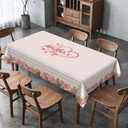 Hafangry Happy Mother's Day Tablecloth Pink Love Heart Floral I Love Mom Holiday Decoration Stripes Kitchen Dining Room Home Decor-60×84inch