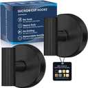 Suction Cup Hooks for Shower,Heavy Duty Shower Towel Suction Hooks,No Drill Wall Mounted Towel Hooks for Bathrooms Wall,Kitchen,Glass,Mirror,Tile to Hang Towels,Robes,Coat-Black(2 Pack)