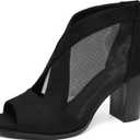 Cut Out Mesh Sandals High Block Heels Peep Toe Summer Ankle Boots, Size 8 