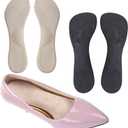 High Heel Inserts Women, Adhesive Velvety Cushioning Insoles for High Heels Anti-Slip,  Gel Cushion Shoe Insoles Pain Relief, Arch Support Shoe Inserts High Arch Flat Feet, 2 Pairs, Beige+Black (5-8 US size)