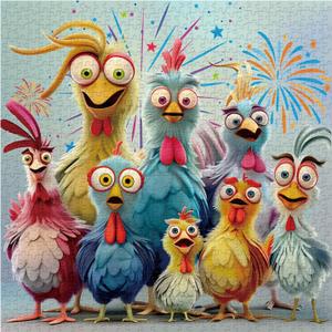 Thanksgiving Chicken Puzzles for Adults 1000 Pieces, Funny Chicken Family Jigsaw Puzzles, Colorful Winter Animal Puzzle as Home Decor