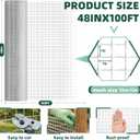 16 Gauge Galvanized Hardware Cloth 48in x 100ft Silver 1 inch Welded Garden Fence Roll for Gardens, Chicken Coops & Poultry Animal Netting Cage