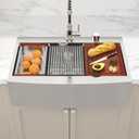 Sarlai 33 Farmhouse Kithchen Sink - 33 x 22 Inch Apron Front Ledge Drop In Workstation16 Gauge Stainless Steel Single Bowl Top-mount Farm Sinks, 33" x 22" x 10"