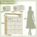 9 Drawer Fabric Dresser, Bamboo Fabric Drawer Dresser, Large Capacity Storage, for Bedroom and Living Room