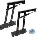 1 Pair 50kg/100lbs Folding Lift up Top Table, 150N Gas Hydraulic Hinge Hardware, Lifting Frame Desk Mechanism Spring Hinge Bracket with 30 Screws, Tea Coffee Table Furniture Accessories
