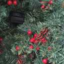 9 FT LED Christmas Garland with Pinecones Red Berries Bows Christmas Balls Candies, Multi-Function Christmas Garland with 50 Warm White LED Lights, 310 Branch Tips for Indoor Outdoor