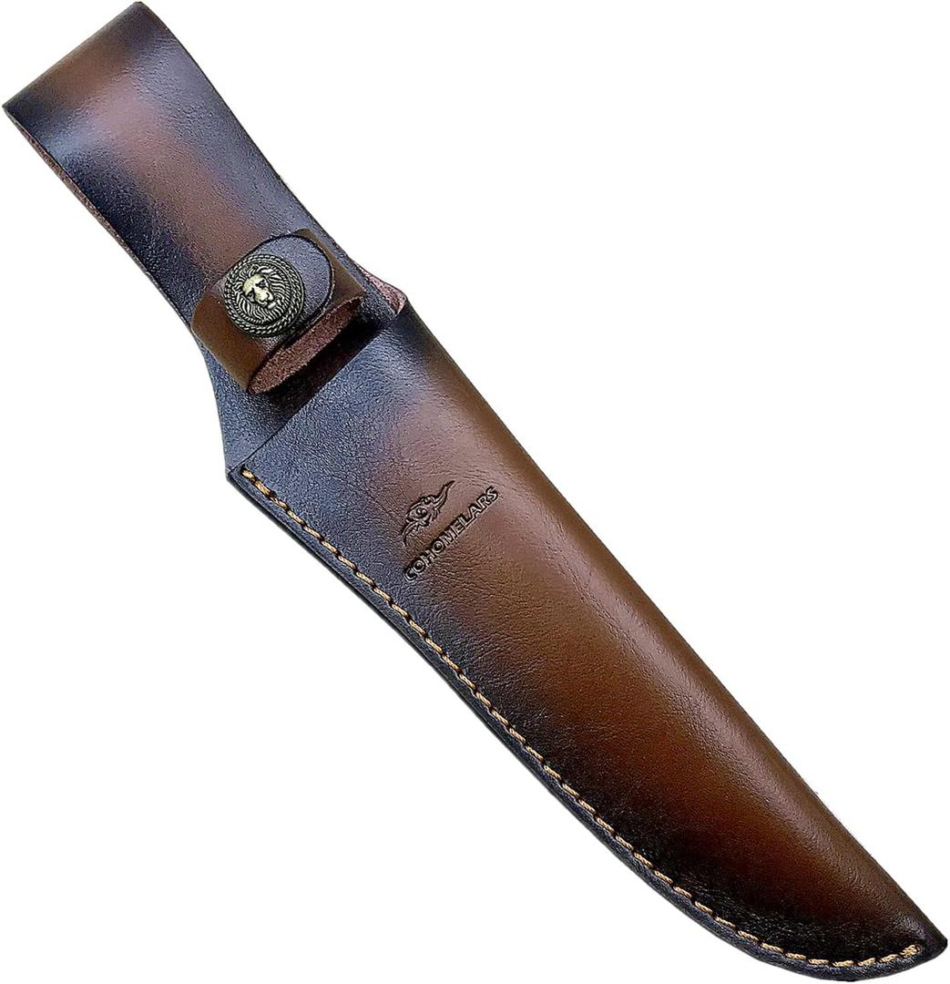 COHOMELARS Fixed Blade Knife Sheath Fits up to 8 Inch Blade, Leather Knife Sheaths Knife Holder Hunting Knife Sheath, Straight Knife Sheath Brown