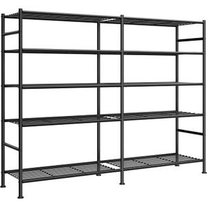 Sakugi Storage Shelves - 5-Tier Heavy Duty Garage Shelving Units with Leveling Feet & Wall Anchor, Large-Capacity Metal Shelf for Garage, Pantry, Kitchen, 59.1" x 15.7" x 69.2", Black