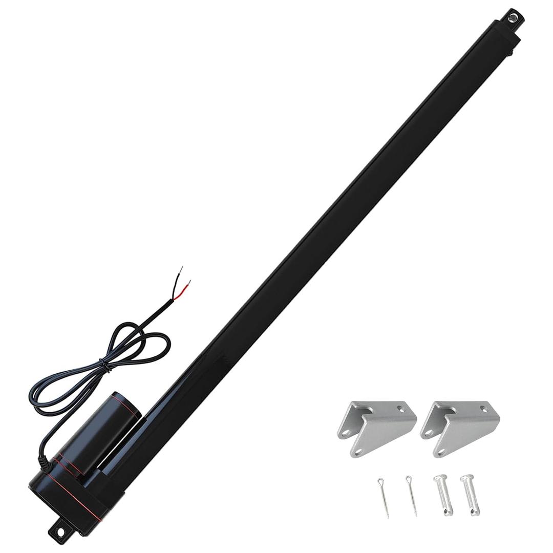 JQDML 24 Inch Long Stroke Linear Actuator 12V IP65 Waterproof Heavy Duty 660lbs/3000N Electric Actuator 0.2"/s with Mounting Brackets,for Window Opener,Door Opener,Solar Tracker