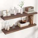 Floating Shelves for Wall, 36"W x 7.8"D x 1.5"H, 2 Pack of Long Wall Mounted Engineered Wood Shelves with Invisible Brackets for Living Room, Bedroom, Bathroom, Kitchen Decor and Storage, Walnut