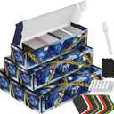 Storage Box for Trading Cards Sports Cards, 6-Pack 1000 Count, Coated Art Paper Storage Box with dividers & labels for TCG/Magic/Mtg storage and Collection, 13x4x3 inches Horizontal (Blue)