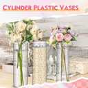 Nuogo 6 Pcs Plastic Clear Cylinder Vase for Home Acrylic Flower Clear Vase Centerpiece for Centerpieces Wedding Party Decorations Opening Round (12 Inch)