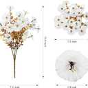 Fake Mums Artificial Fall Flowers Fake Plants for Outdoors Autumn Decor, 12 Bundles White Silk Morning Glory with Eucalyptus Look Real UV Resistant Faux Flowers for Outside Planters Front Door Yard