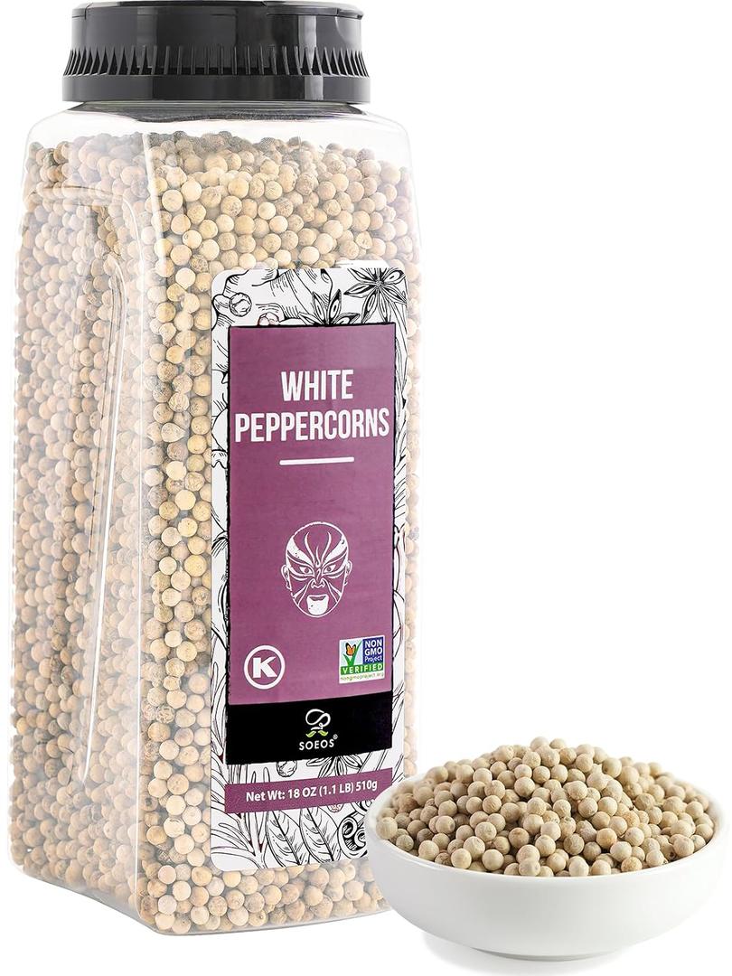 2 x Soeos White Peppercorns, 18oz (Pack of 1), Peppercorn for Grinder Refill (EXP 03/12/28)