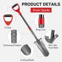Drain Spade with Fiberglass Handle Root Saw Spades Garden Shovel for Digging,Trenching,44 inches