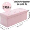 BRIAN & DANY 43 Inches Folding Storage Ottoman Bench, Velvet Ottoman with Storage for Living Room, Long Shoes Bench, Flannelette Footrest Benches Seat (Pink), 15.7"d X 43.3"w X 15.7"h