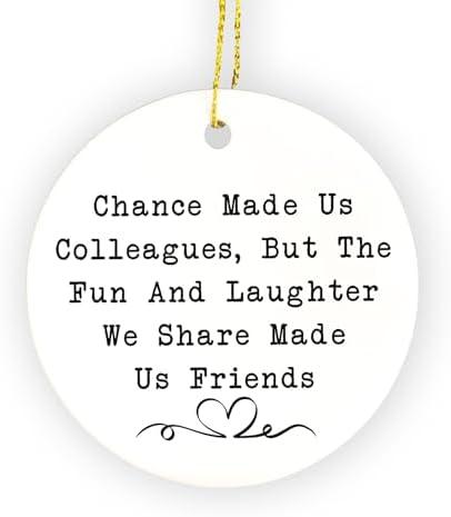 FUGWN Coworker Ornament, Coworker Friend Gifts for Women Hanging Ornaments for Christmas Tree Party Holiday Decorations, Work Bestie Friends Gifts Decorative Ornaments Keepsake
