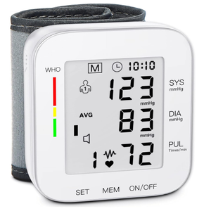MMIZOO Wrist Blood Pressure Monitor Large LCD Display BP Machine Adjustable Cuff 5.31-7.68 inch Automatic 99x2 Sets Memory with Carrying Case for Home Use (White)