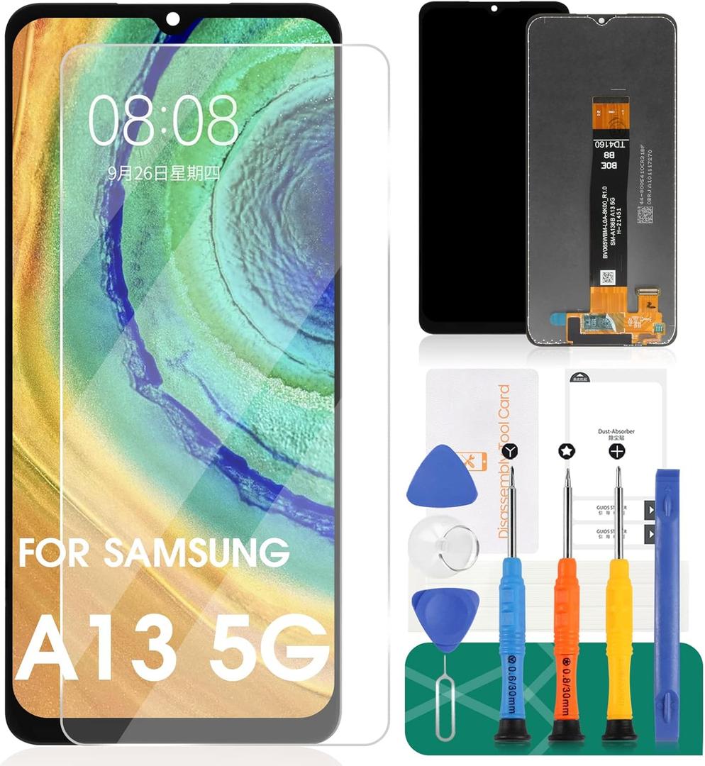 for Samsung Galaxy A13 5G LCD Screen Replacement for Samsung A13 5G Screen Replacement Display A136 Touch Digitizer Assembly SM-A136U Repair Kits Without Frame (Not Fit A136B/4G Version)