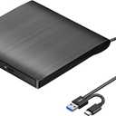 ROOFULL External CD DVD +/-RW Drive USB 3.0 & USB-C Portable CD/DVD ROM Player Burner Reader Writer Rewriter Optical Disc Drive for Laptop Desktop PC, Windows 11/10/8/7, Apple Mac, Linux OS