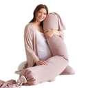 bbhugme Adjustable Pregnancy Pillow  Full Body Support for Side Sleeping - Adjustable Firmness and Shape - Supports Back, Legs, Belly, HIPS for Pregnant Women - Removable Cover - Dusty Pink
