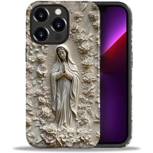ZHEGAILIAN Case for iPhone 13 Pro Max,Shockproof Hard Shell + Soft Silicone 2 in 1 Hybrid,Shockproof Bumper Drop Protective - Elegant Ivory Religious