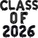 5 x 16 Inch Black Class of 2026 Balloons, Foil Graduation Balloons, Class of 2026 Graduation Party Decorations Supplies